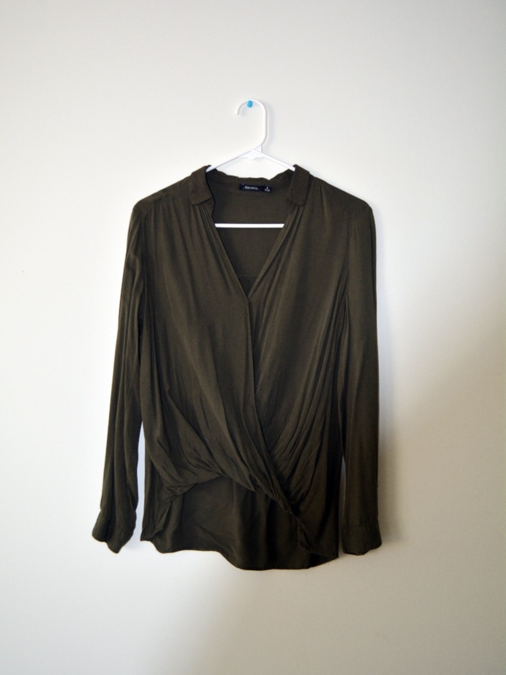Olive Green Wrap Style Blouse